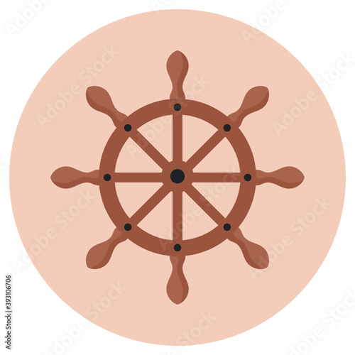 
Ship steering, ship helm vector in flat icon 
