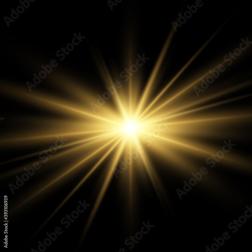 Gold or white glowing light burst explosion transparent.