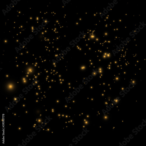 Vector eps 10 gold particles. Glowing yellow bokeh circles, sparkling golden dust abstract gold luxury background decoration © A_stock