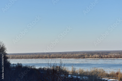 panorama of the Volga River in spring