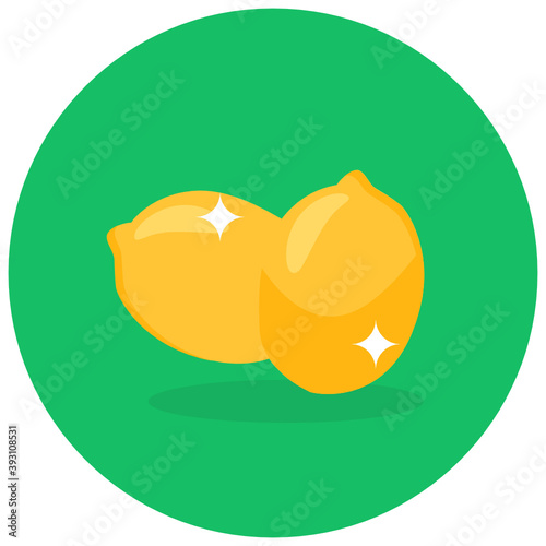  A flat rounded icon design of lemons 