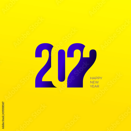 Happy New Year 2022 logo text design. Cover of business diary for 2022 with wishes. Brochure design template, calendar, card, banner. Vector illustration. Isolated on yellow background.