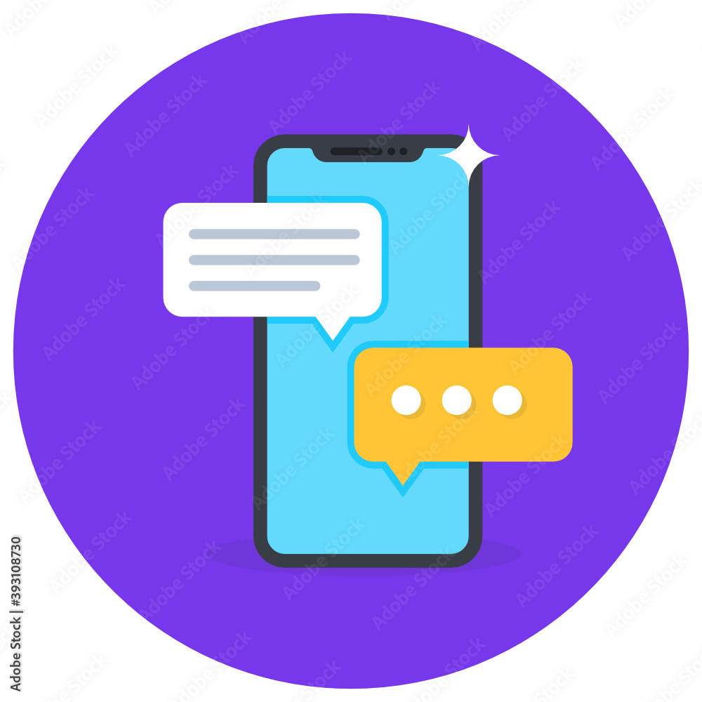 Chat bubble with smartphone, concept of mobile message icon
Chat bubble with smartphone, concept of mobile message icon