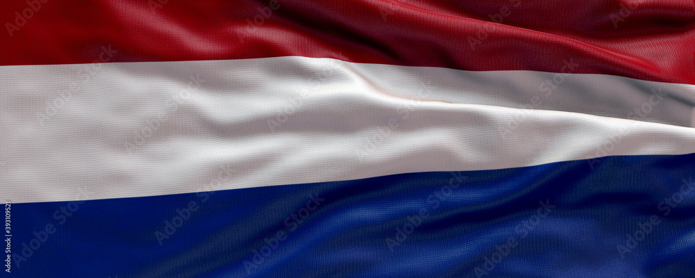 Naklejka premium Waving flag of Netherlands - Flag of Netherlands - 3D flag background