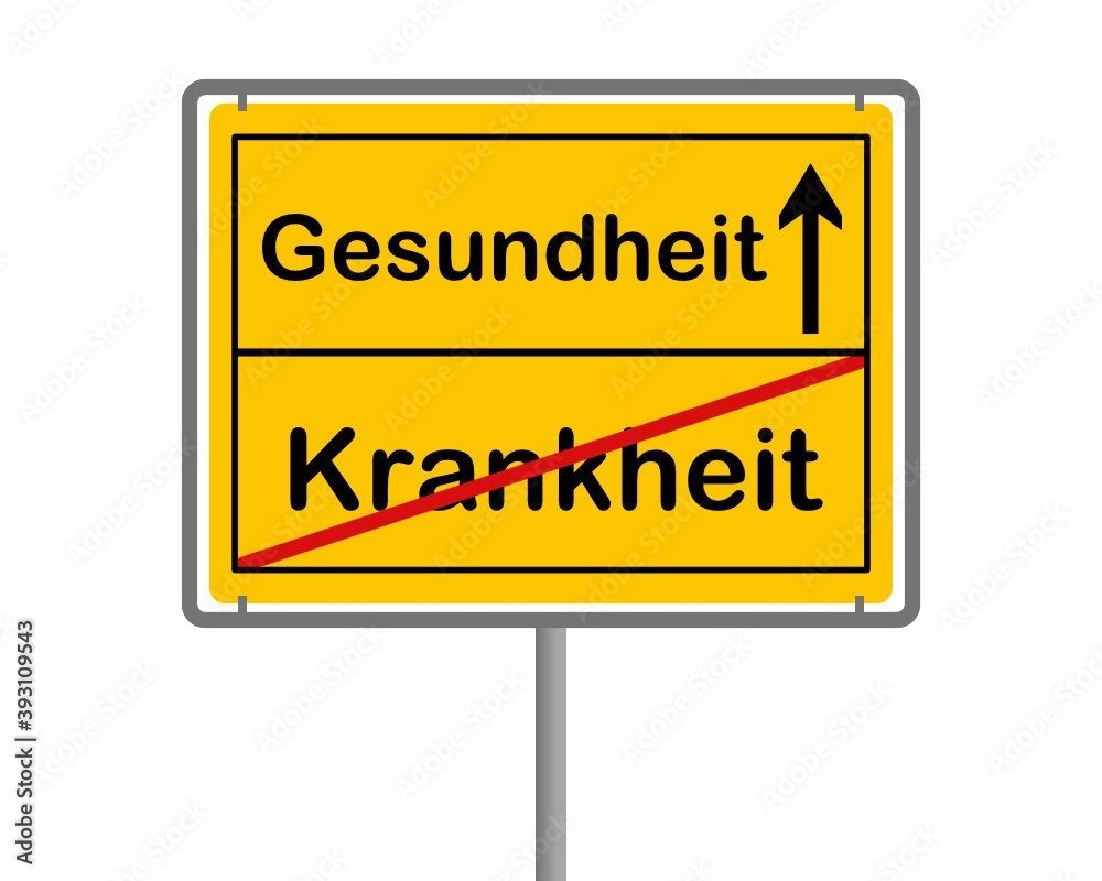 Gelbes Ortsschild Krankheit und Gesundheit Gelbes Ortsschild Krankheit und Gesundheit