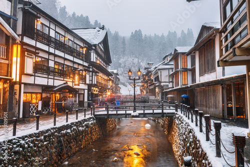 Obanazawa Ginzan Onsen, Japan in Winter photo