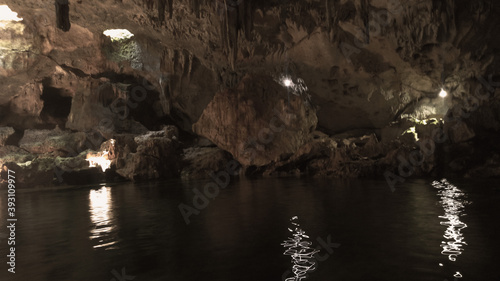 inside view of the cave and lake