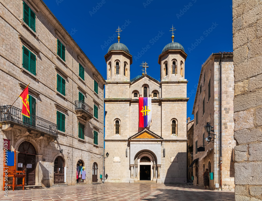Saint Michael Church on the square in Old Town of Kotor, Montenegro