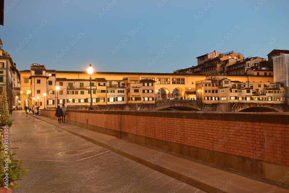 unusual landscape without tourists due to the COVID-19 epidemic in the historic center of Florence in Tuscany, Italy