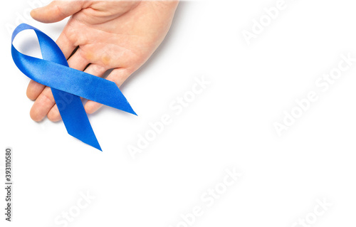 Wallpaper Mural Prostate awareness. Blue ribbon in hands isolated on white background. Awareness prostate cancer of men health in November. Healthcare, International men, Father day. Torontodigital.ca