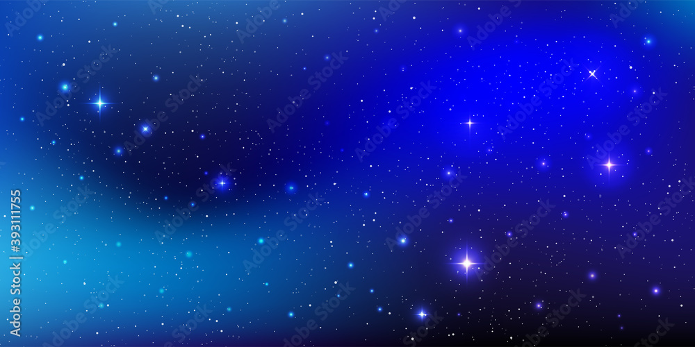 A high quality background galaxy illustration with stardust and bright shining stars illuminating the space.