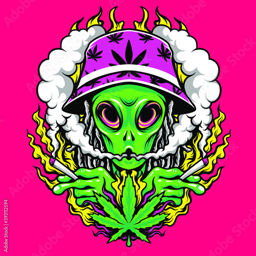 aliens enjoying marijuana style on the beach