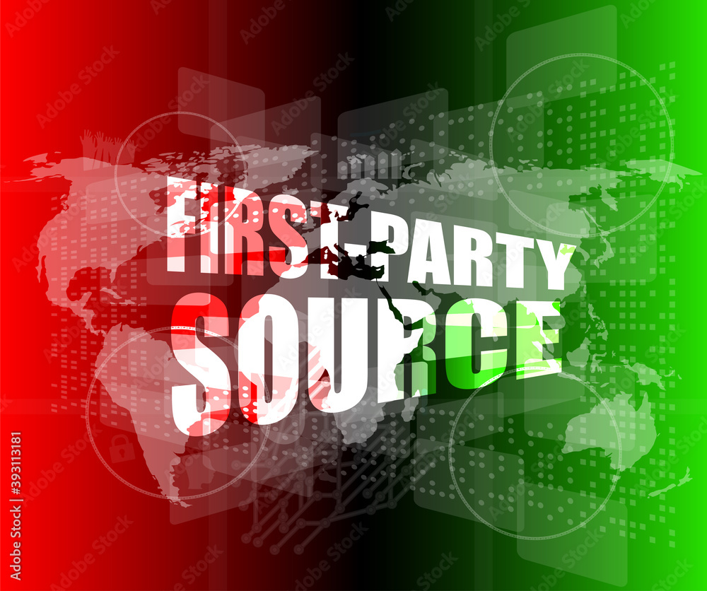 Management concept: first party sources words on digital screen