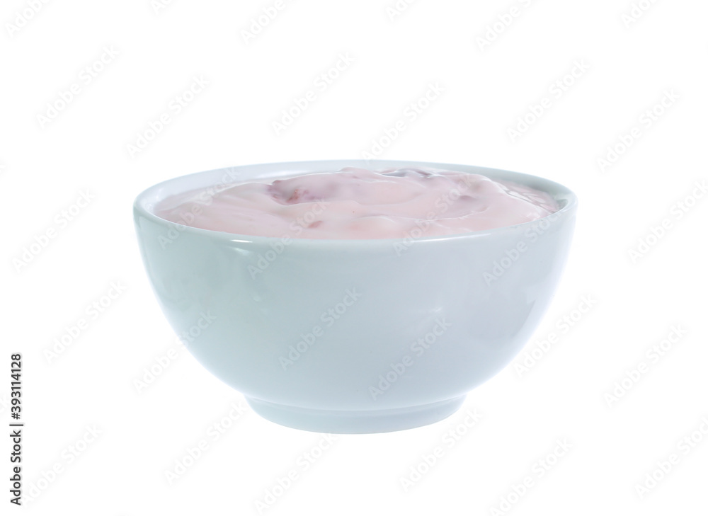 Strawberry yogurt Isolated on white Strawberry yogurt Isolated on white