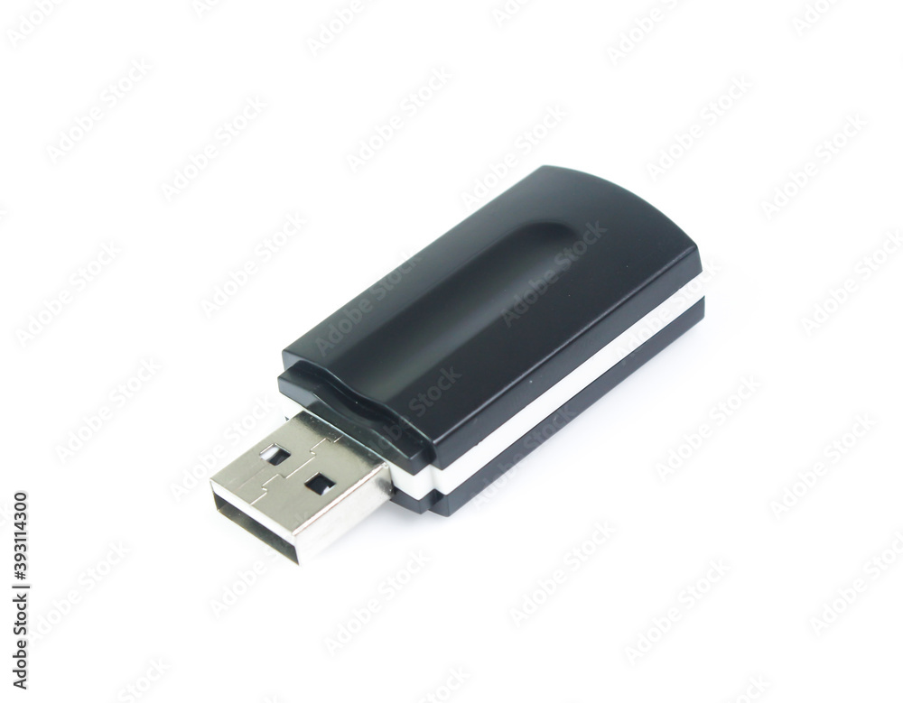 Black USB memory stick isolated on white background Black USB memory stick isolated on white background