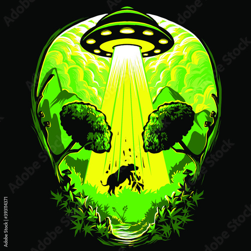 marijuana weed aliens concept for t-shirt design