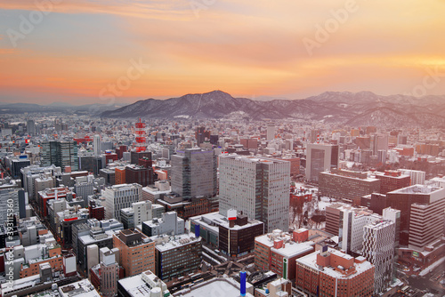 Foto Sapporo, Hokkaido, Japan Downtown Skyline
