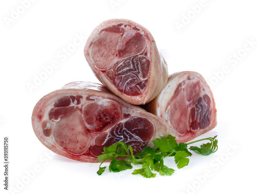 Photography raw pork (leg) isolated on white background