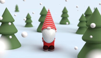 Poster Feen und Elfen Weihnachtswichtel im verschneiten Tannenwald  © motion_fabfab