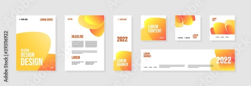 Set of abstract template layouts with creative shapes, suitable for business project events, flyers/leaflet, banner ads, brochure covers, identity, and social media posts. Vector backgrounds.
