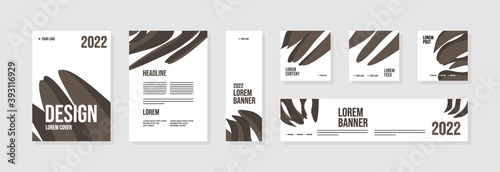 Set of abstract template layouts with creative shapes, suitable for business project events, flyers/leaflet, banner ads, brochure covers, identity, and social media posts. Vector backgrounds.