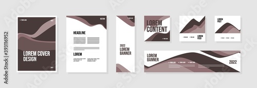 Set of abstract template layouts with creative shapes, suitable for business project events, flyers/leaflet, banner ads, brochure covers, identity, and social media posts. Vector backgrounds.