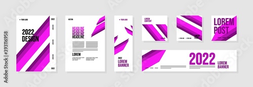 Set of abstract template layouts with creative shapes, suitable for business project events, flyers/leaflet, banner ads, brochure covers, identity, and social media posts. Vector backgrounds.