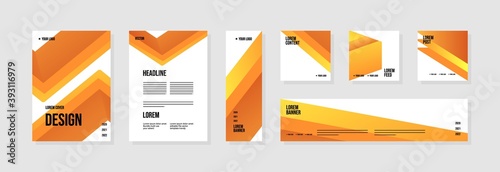 Set of abstract template layouts with creative shapes, suitable for business project events, flyers/leaflet, banner ads, brochure covers, identity, and social media posts. Vector backgrounds.