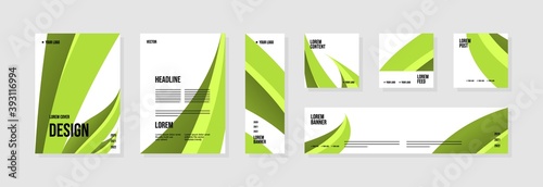 Set of abstract template layouts with creative shapes, suitable for business project events, flyers/leaflet, banner ads, brochure covers, identity, and social media posts. Vector backgrounds.