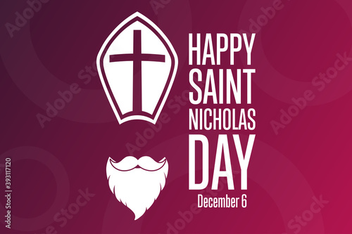 Saint Nicholas Day. December 6. Holiday concept. Template for background, banner, card, poster with text inscription. Vector EPS10 illustration.