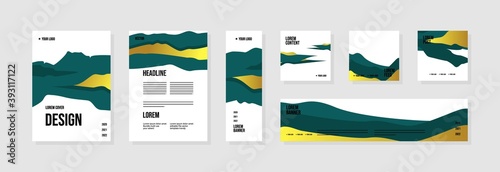 Set of abstract template layouts with creative shapes, suitable for business project events, flyers/leaflet, banner ads, brochure covers, identity, and social media posts. Vector backgrounds.