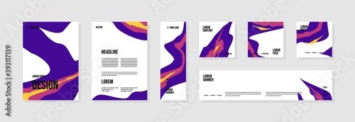 Set of abstract template layouts with creative shapes, suitable for business project events, flyers/leaflet, banner ads, brochure covers, identity, and social media posts. Vector backgrounds.