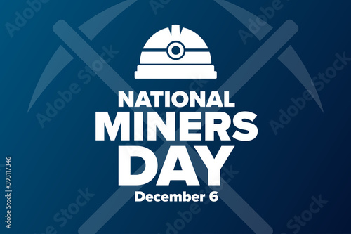 National Miners Day. December 6. Holiday concept. Template for background, banner, card, poster with text inscription. Vector EPS10 illustration.
