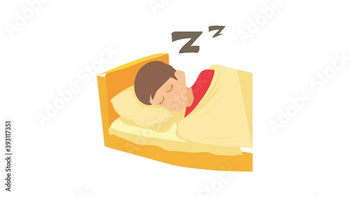 Boy sleeping animation of cartoon icon on white background