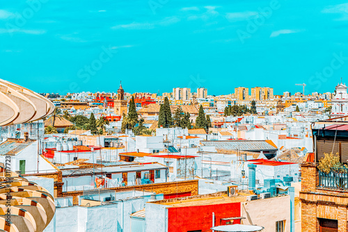 Panoramic view of the city of Seville from the observation platf photo