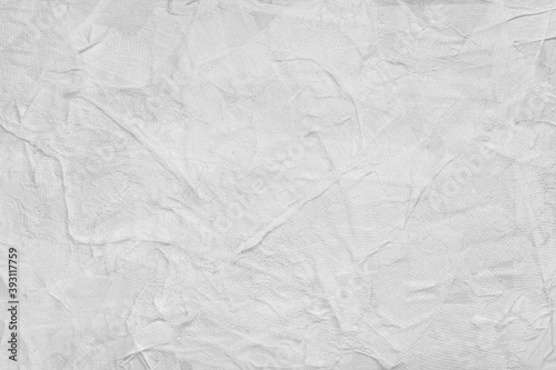 Textured handmade white textile background with mesh and paper base. Horizontal background handmade for design