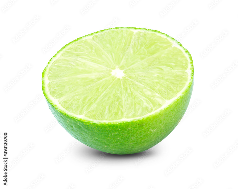 lime or green lemon isolated on white background