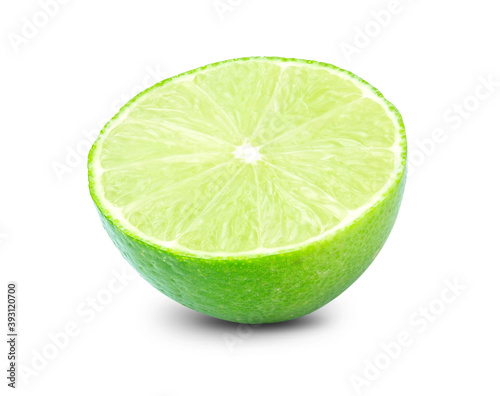 lime or green lemon isolated on white background