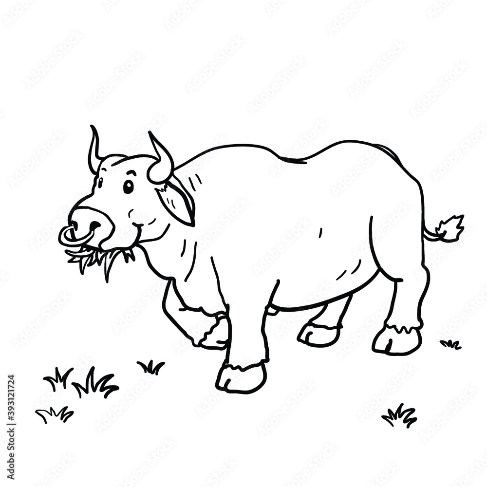 Cute cow illustration outline stroke
