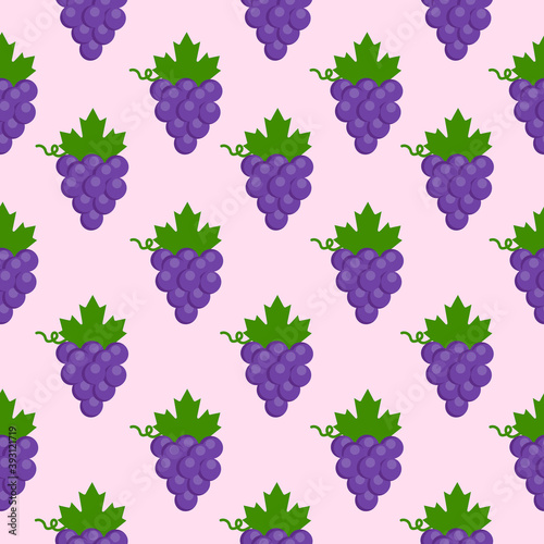 This is a seamless pattern with a grape on a pink background.