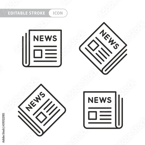 Vector black newspaper icons set on white background. Icon of news