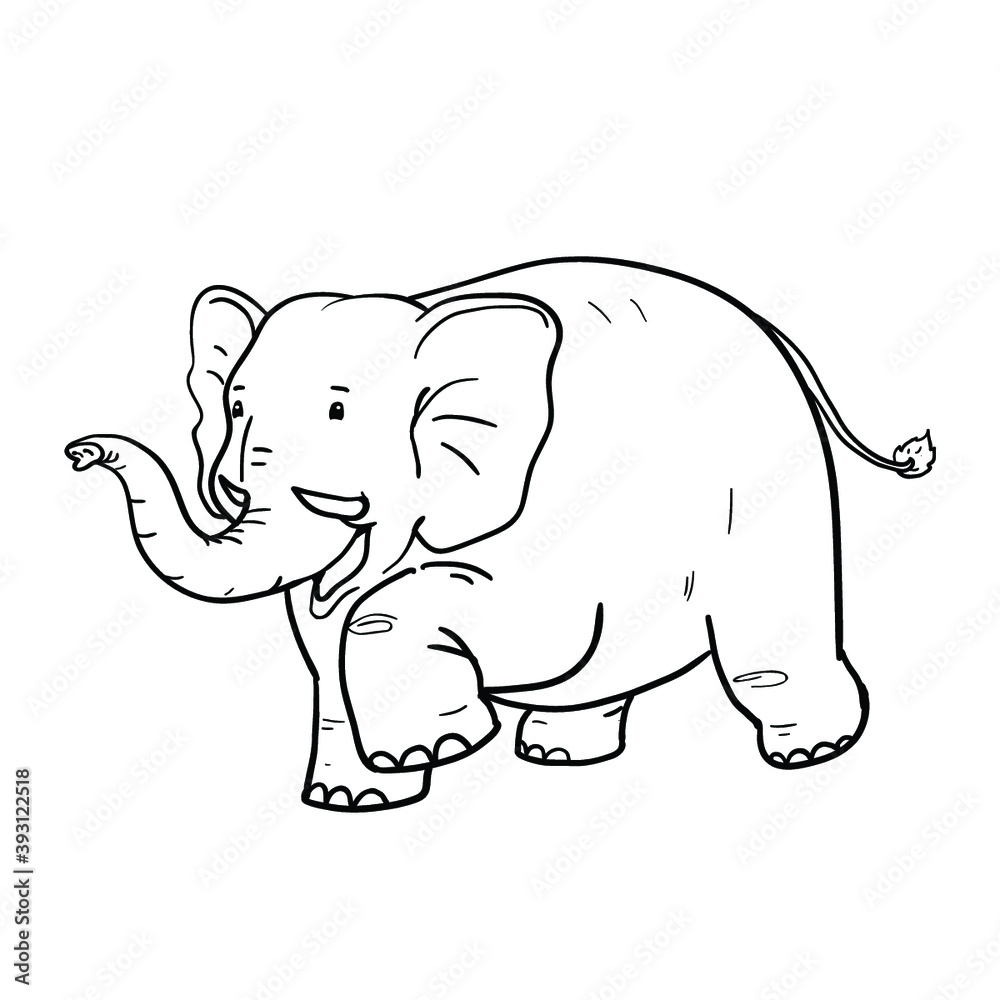 Cute elephant illustration outline stroke Cute elephant illustration outline stroke