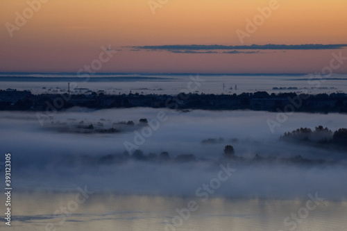 foggy dawn over the River Volga