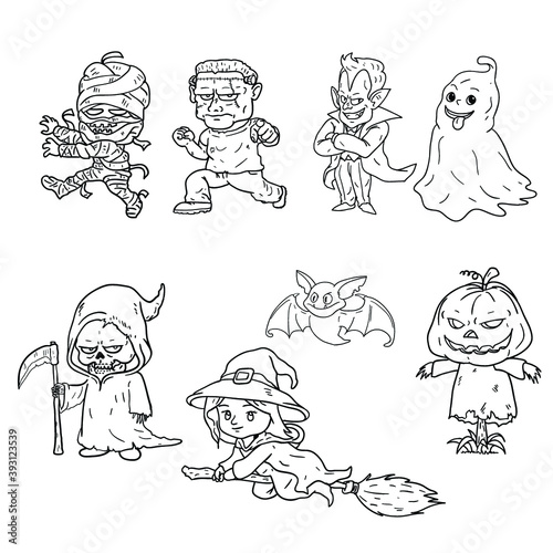 Halloween character ghost illustration outline stroke