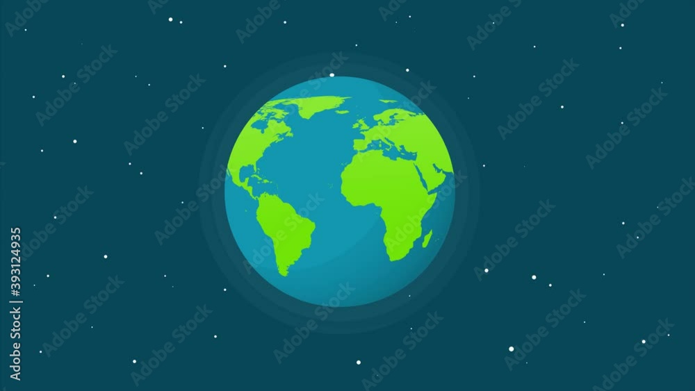 2D animation. cartoon world spinning around itself. Earth's orbital ...