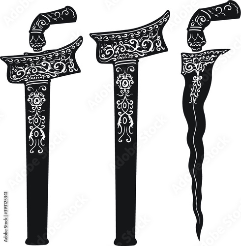 Malayu dagger weapon drawing beautiful pattern