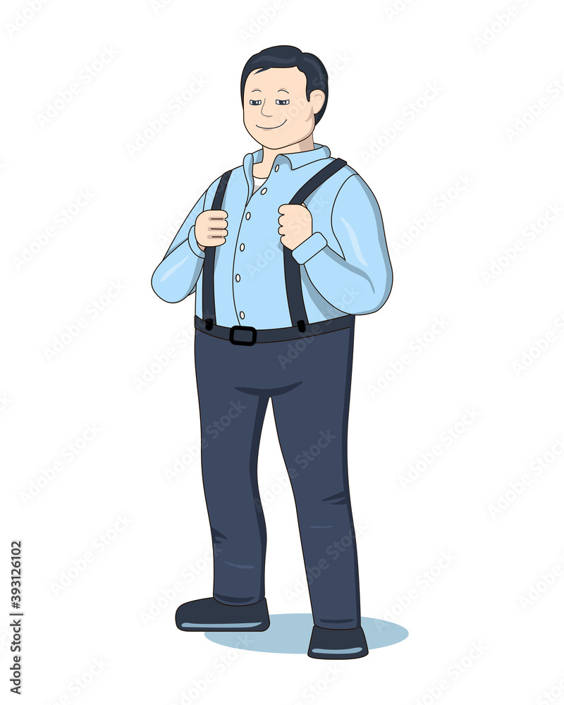 Character office worker pants with suspenders