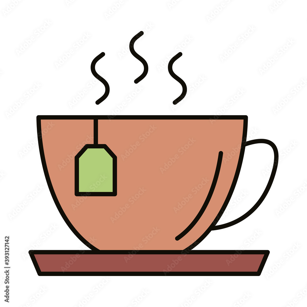 tea cup hot beverage line and fill style icon tea cup hot beverage line and fill style icon