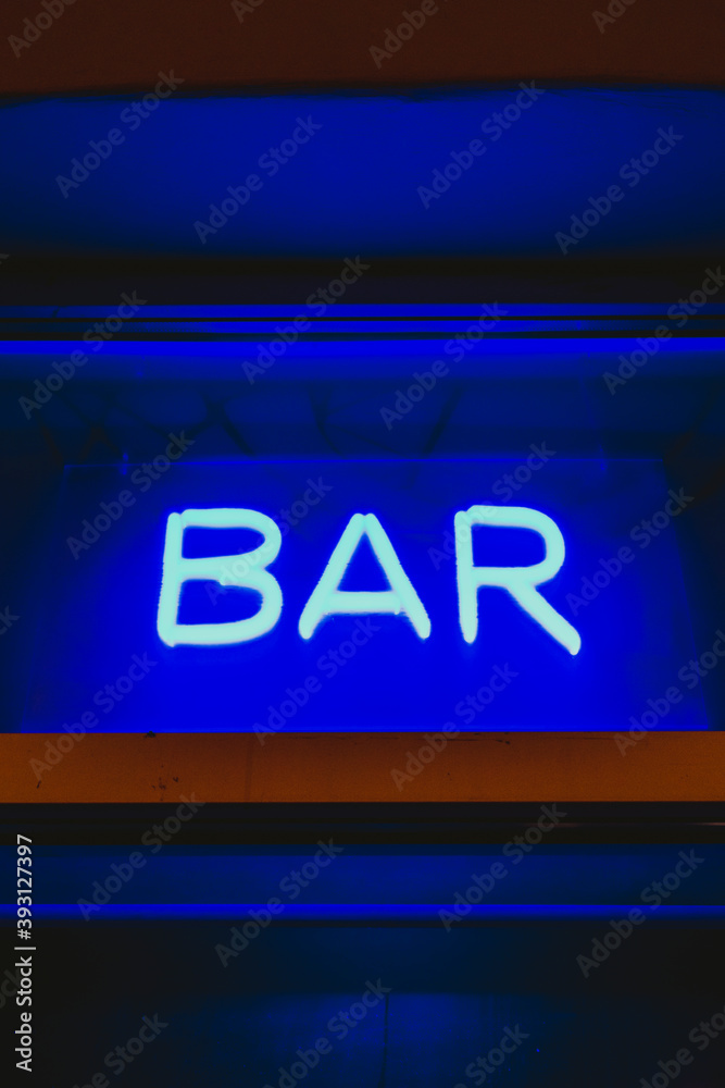 neon bar sign showcase bright glow blue advertisement club neon bar sign showcase bright glow blue advertisement club