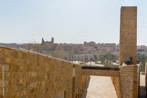 Historic buildings in Dariyah clay castle, also as Dereyeh and Dariyya, a town in Riyadh, Saudi Arabia, original home of the Saudi royal family, the capital of the Emirate of Diriyah. photo